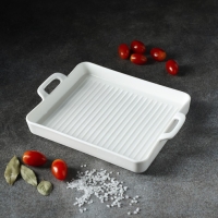 Блюдо фарфоровое для запекания Magistro &laquo;Гриль Бланш&raquo;, 600 мл, 25,3&times;17,8&times;3 см, цвет белый