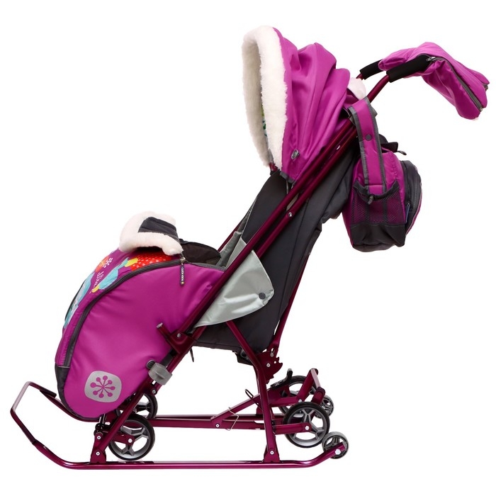 Санки-коляска &laquo;Наши детки 5-1&raquo; со снеговиком, цвет орхидея