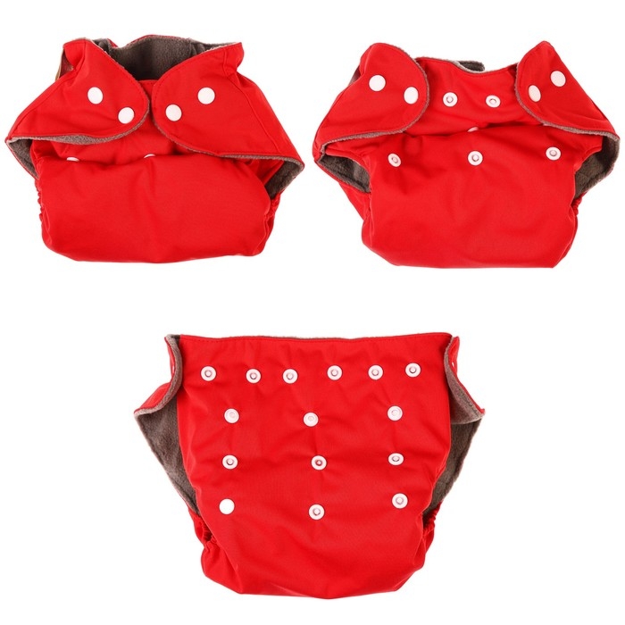 Многоразовый подгузник, угольно-бамбуковая ткань, 3-15 кг, цвет красный, Крошка Я