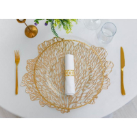 Салфетки сервировочные на стол Доляна &laquo;Кораллы&raquo;, 4 шт, 48&times;39 см, цвет золотой