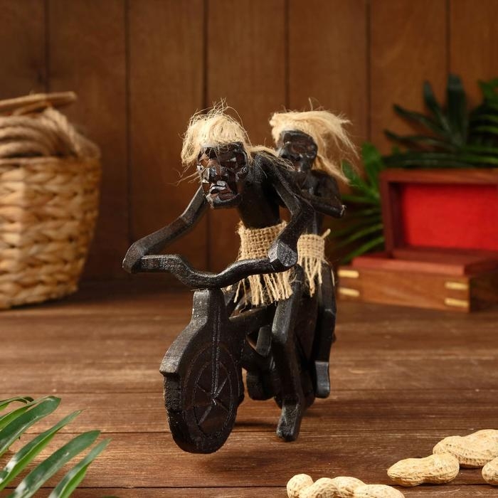 Сувенир &laquo;Аборигены парочка на мотоцикле&raquo;, 7&times;15&times;17 см, дерево