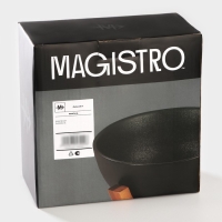 Миска фарфоровая на подставке из бамбука Magistro &laquo;Галактика&raquo;, 1,2 л, 18&times;18&times;8,5 см, цвет чёрный