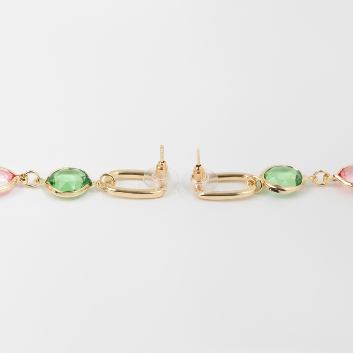 Серьги со стразами &laquo;Блум&raquo; овал с кругом, цветной в золоте