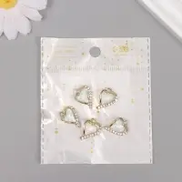 Декор для творчества металл, стразы "Изогнутое сердце" золото, белый 1,8х1,3х0,5 см