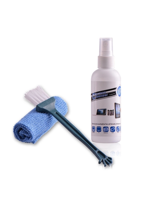Набор чистящий для экранов KCL-1005, салфетка, спрей 100 мл , щетка