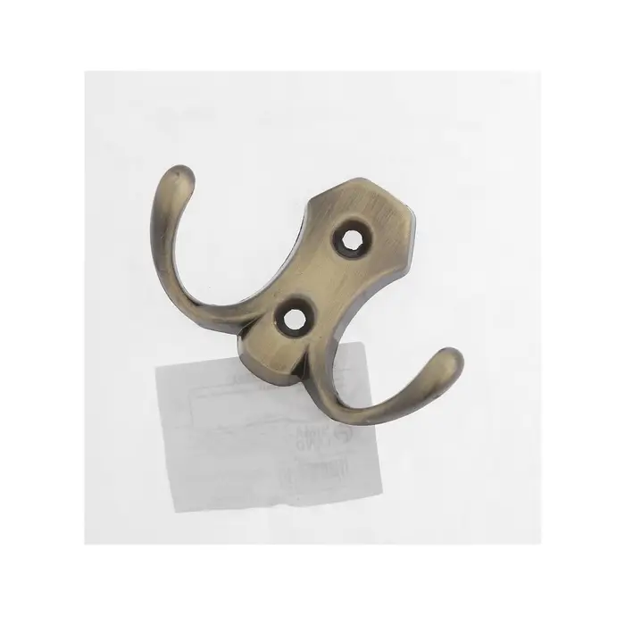 Крючок мебельный ТУНДРА TKd=007, двухрожковый, бронза