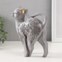 Сувенир полистоун "Серая кошечка с узорами" 5,5х14х17,5 см