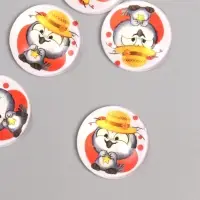 Кабошон стекло для творчества "Круг. Совушка в шляпке" 3х3 см