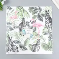 Бумага для скрапбукинга двусторонняя "Попугаи, фламинго и зебры" плотность 180 гр 30,5х32 см