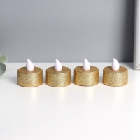 Светодиодные свечи, ночники LED RISALUX «Для волшебных моментов» набор 4 шт., золото блёстки, RGB Светодиодные свечи, ночники LED RISALUX «Для волшебных моментов» набор 4 шт., золото блёстки, RGB