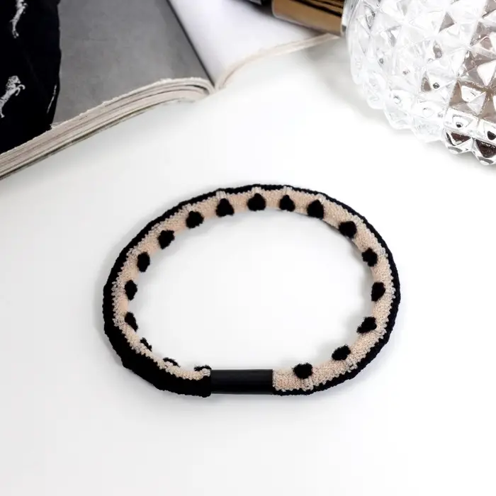 Резинка для волос "Спорт элит" орнамент объём, 5 см, чёрно-бежевый