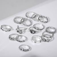 Набор колец 16 штук &laquo;Ассорти&raquo; астрономия, размер МИКС, цвет чернёное серебро