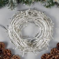 Гирлянда &laquo;Нить&raquo; 20 м, IP20, прозрачная нить, 200 LED, свечение тёплое белое, 8 режимов, 220 В