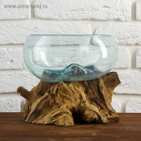 Вазон стекло на дереве "Забота" 20х25х25 см, МИКС