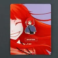 Значок деревянный &laquo;Рыжая девушка&raquo;, аниме, 2,4 х 3,4 см