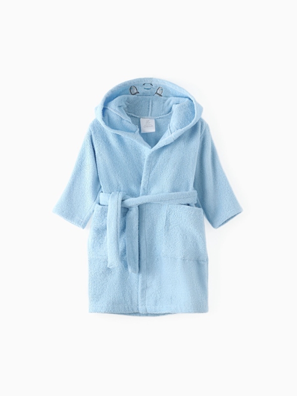 Халат махровый детский "Акула" р-р 30 (98-104 см), голубой
