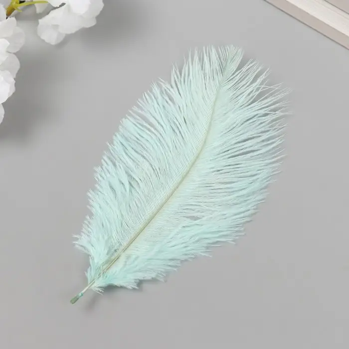 Перо декоративное страуса "Мятно-зеленый" h=15-20 см
