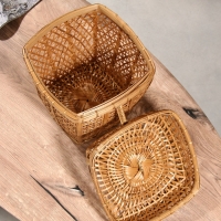Корзина плетёная "Баскет" бамбук 24х24х28 см, светлая