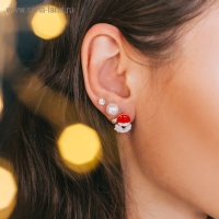 Новый год! Пусеты 3 пары &laquo;Ассорти&raquo; Дед Мороз, цветные