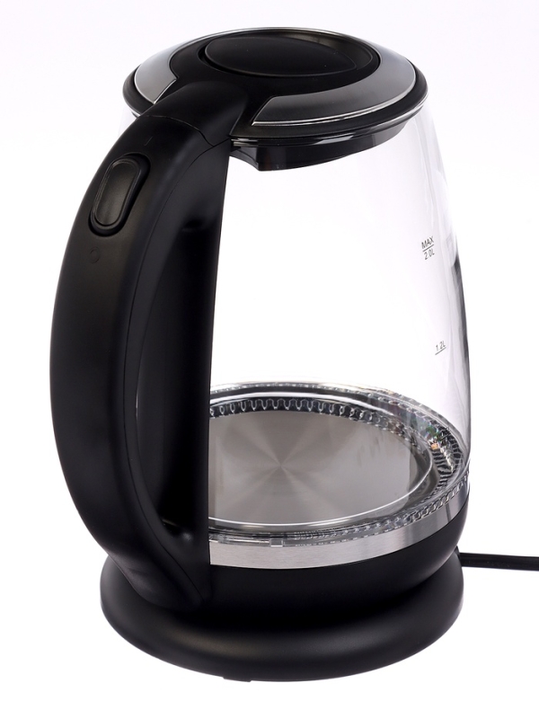 Чайник электрический Sakura SA-2719BK, стекло, 2 л, 2200 Вт, подсветка, серебристо-чёрный