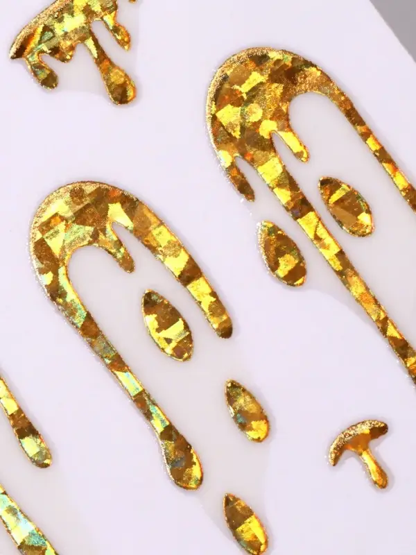 Наклейки для ногтей &laquo;Мороженое&raquo;, голографические, цвет золотистый