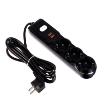 Удлинитель 3 розетки, 3м, 1300 Вт, 3х0.75 мм2, 2 USB-A+USB-C, 2.1А, с з/к, с выкл.