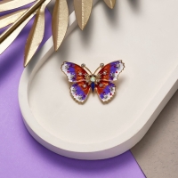 Брошь &laquo;Бабочка&raquo; мозаика малая, цветная в золоте