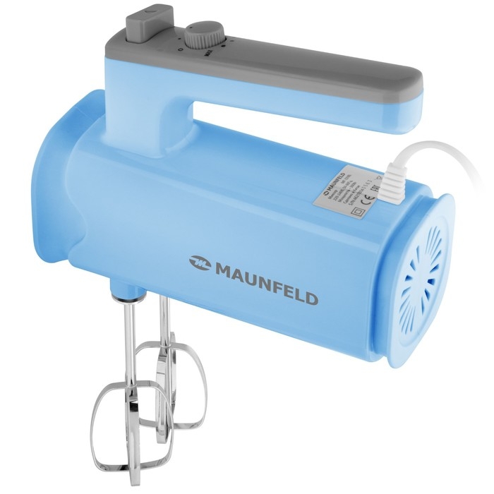 Миксер MAUNFELD MF-331BL, ручной, 300 Вт, 8 скоростей, 4 насадки, голубой Миксер MAUNFELD MF-331BL, ручной, 300 Вт, 8 скоростей, 4 насадки, голубой