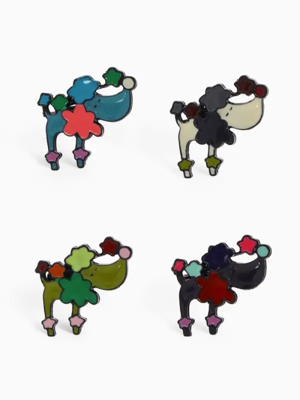 Брошь &laquo;Собачка&raquo; пудель, цвет МИКС в чёрном металле (неделимая фасовка 12 шт., цена за шт.)