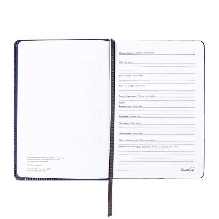 Ежедневник датированный 2025 года, ESCALADA, A5 176 листов, твердая обложка кожзам с поролоном, блинтовое тиснение, перфорация на обложке, блок 70 г/м2, синий Ежедневник датированный 2025 года, ESCALADA, A5 176 листов, твердая обложка кожзам с поролоном, блинтовое тиснение, перфорация на обложке, блок 70 г/м2, синий