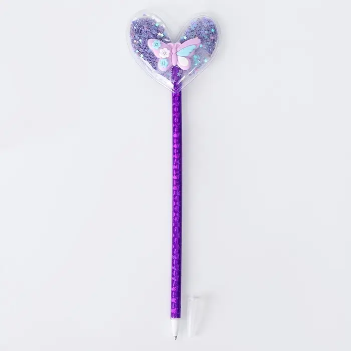 Ручка &laquo;Сердце с бабочкой&raquo;, синие чернила, МИКС