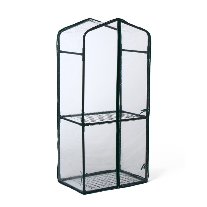 Парник-стеллаж, 2 полки (сетка), 125 × 59 × 39 см, металлический каркас d = 16 мм, чехол плёнка 80 мкм Парник-стеллаж, 2 полки (сетка), 125 × 59 × 39 см, металлический каркас d = 16 мм, чехол плёнка 80 мкм