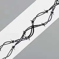 Переводная тату на тело чёрная &laquo;Браслет. Колючая проволока. Волны&raquo;, 20&times;3 см