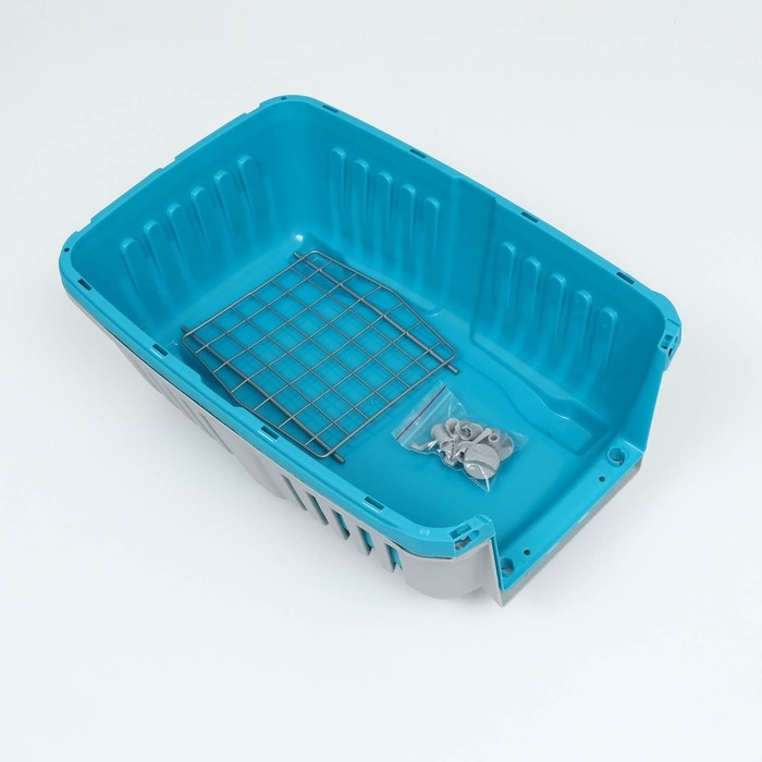 Переноска для животных пластиковая 47 х 30 х 35 см, вес до 9 кг, синяя