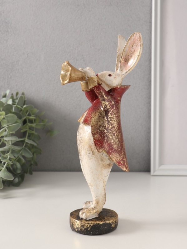 Сувенир полистоун "Кролик в пиджаке с трубой" 7,5х9х25 см