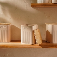 Банка для сахара &laquo;Сан-Лоренцо&raquo;, 10&times;13 см, цвет розовый, с бамбуковой крышкой