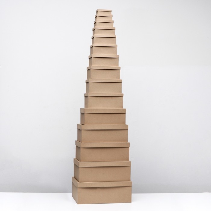 Набор коробок крафт однотонный 15в1 44 х 34 х 15,5 - 11 х 6 х 4 см Набор коробок крафт однотонный 15в1 44 х 34 х 15,5 - 11 х 6 х 4 см