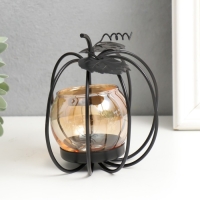 Подсвечник металл, стекло на 1 свечу "Яблочко" d-4 см 11х9х12 см