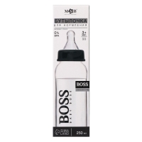 Бутылочка для кормления стекло &laquo;BABY BOSS&raquo;, классическое горло, 250 мл., от 3 мес.