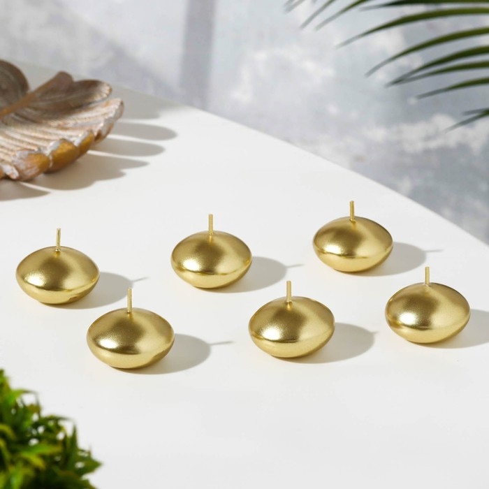 Набор свечей "Овал", 6 штук, золотистая, 4&times;2см