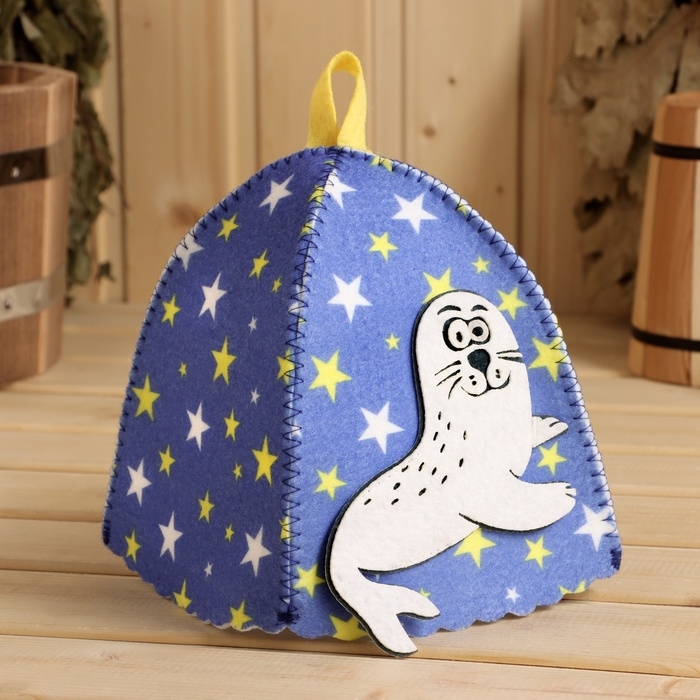 Шапка для бани с аппликацией Шапка для бани с аппликацией "Игривый Тюлень"