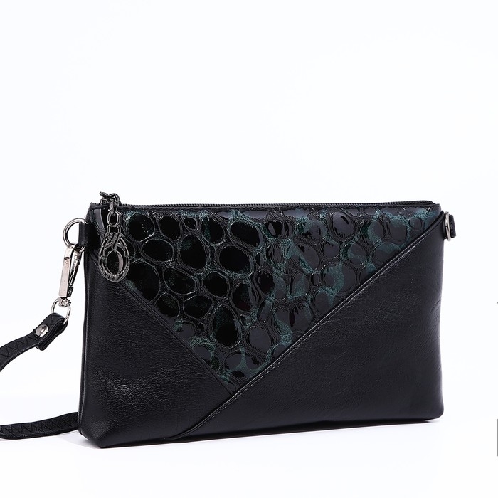 Сумка-клатч на молнии, цвет чёрный/зелёный Сумка-клатч на молнии, цвет чёрный/зелёный