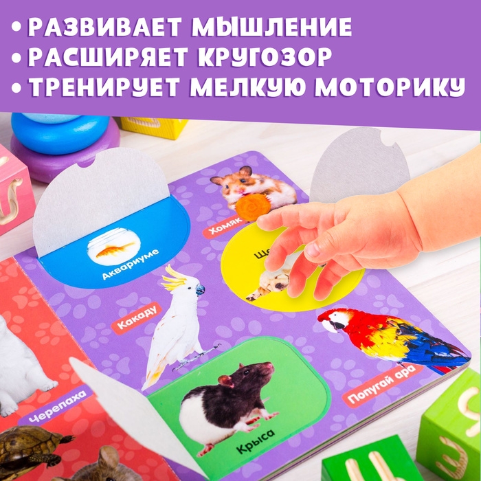 Книжка картонная с окошками &laquo;Животные&raquo;, 10 стр.