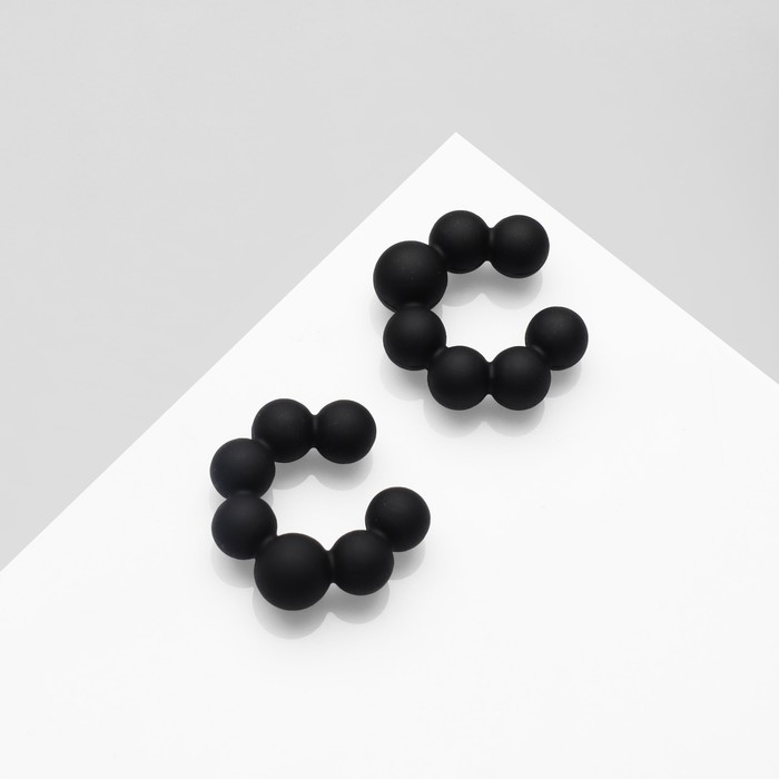 Серьги &laquo;Каффы&raquo; набор 2 шт, сферы, цвет чёрный