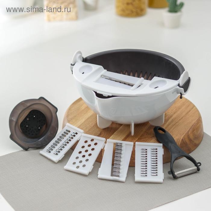 Многофункциональная овощерезка &laquo;Маджестик&raquo;, со сливной корзиной, 22,3&times;13,5&times;22,5 см, цвет бело-серый