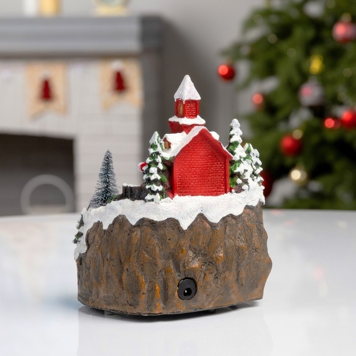 Светодиодная фигура &laquo;Поезд и Дед Мороз&raquo; 16 &times; 10 &times; 12 см, полистоун, батарейки АААх2 (не в комплекте), USB, свечение тёплое белое