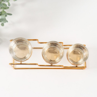 Подсвечник металл, стекло на 3 свечи "Лестница" золото 20х6х10 см Подсвечник металл, стекло на 3 свечи "Лестница" золото 20х6х10 см