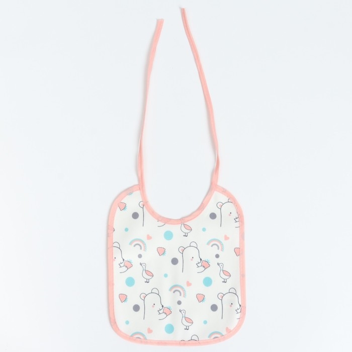 Набор детских слюнявчиков Крошка Я, 3 шт. + подарок, 20х17 см., цвет бирюзовый, розовый, серый