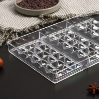 Форма для шоколада KONFINETTA &laquo;Акапулько&raquo;, 27,5&times;17,5&times;2,5 см, 3 ячейки 15,3&times;7,5&times;0,8 см, цвет прозрачный