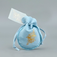 Мешок замшевый  &laquo;Цветы&raquo;, синий, тиснение, 9 &times; 12 см